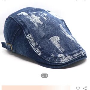 Dark Blue Denim Ripped Jeans Golf Cap